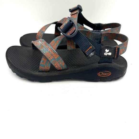 Chaco Navy and Rust Patterned Sandals - Picture 1 of 6